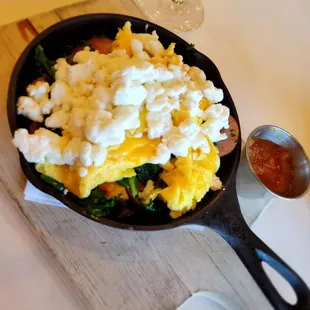 Skillet with extra goat cheese