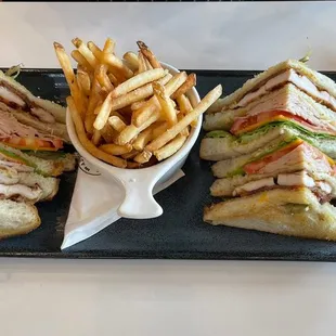 Club sandwich with fries $12