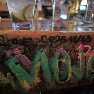 Bar top you can add your own message or artistic skills!