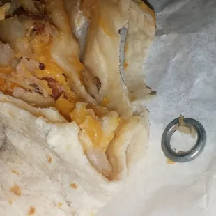 Bit into my burrito and something almost broke my tooth.