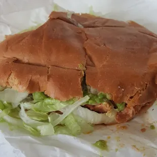 Chicken torta. Hot mess, bread falling apart like a celebrity marriage