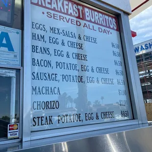 breakfast burrito menu