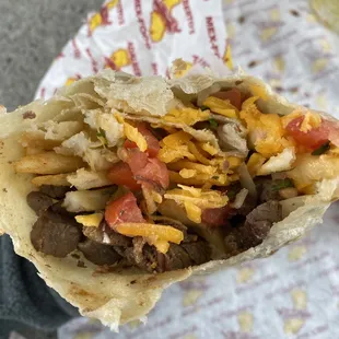 Inside of a California burrito