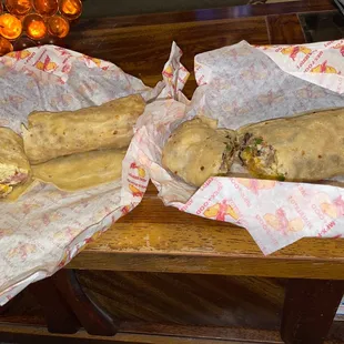 Breakfast Burrito's! Machaca &amp; Ham,Egg &amp; Cheese. They are BIG!