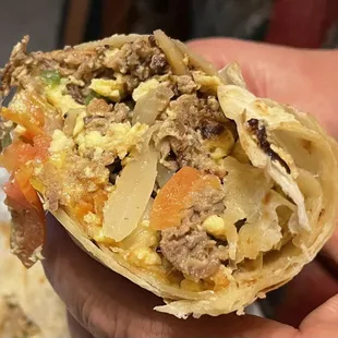 Machaca Burrito close-up.