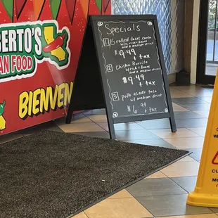 a sign in a restaurant