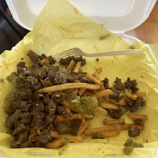 Carne Asada Fries, even after sharing with my daughter. Generous portion!