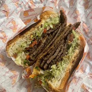 Carne Asada Torta. Look at that stack of meat!!