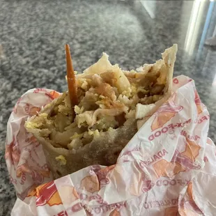 If you order a special request you get a wood pick in your burrito.