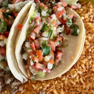 Kahn Asada, tacos and rice