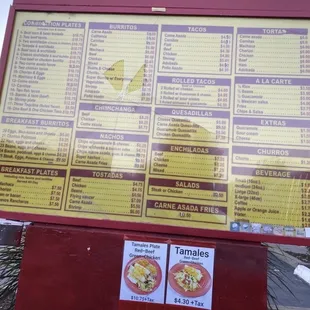 Drive thru Menu