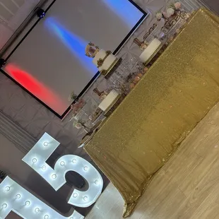 The cake table was beautiful.