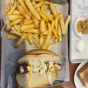 Taylor Hot Dog (add onions) with fries