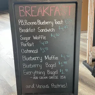 Breakfast menu (can vary by day)