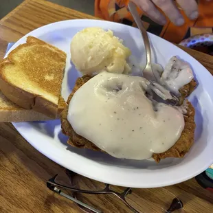 Chicken Fried Steak with Mashed Potatoes and gravy