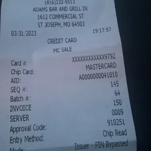 Time stamped.  $60. Wow