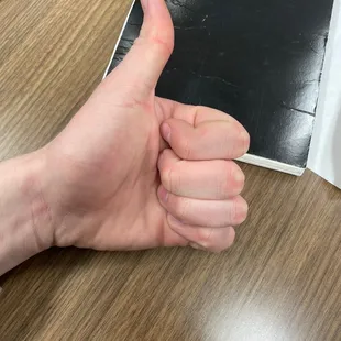 a hand giving a thumbs up