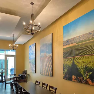 Large scale photos highlight the vineyards sourced by Adams Bench