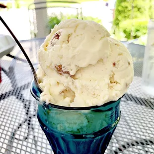 Butter pecan and peach ice cream!