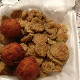 Fried pickles &amp; hush puppies