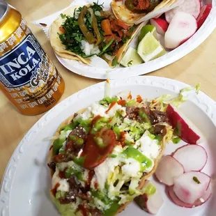 Tostada de cecina &amp; 2 tacos al pastor ‍
