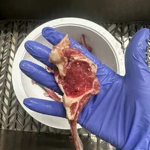 Another lamb chop lollipop cut from the rack.