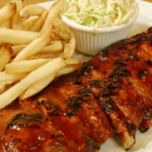 Full Rack of Ribs with Fries and Coleslaw