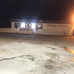 empty parking lot at night