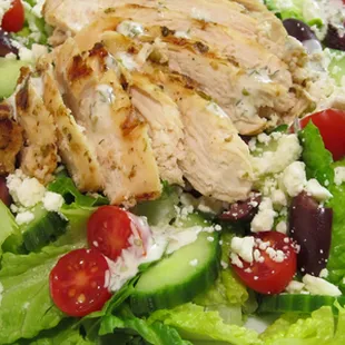 a closeup of a salad