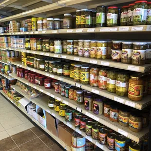 shelves of food