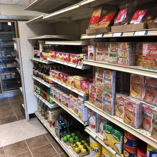 shelves of food