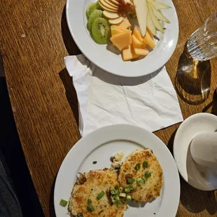 two plates of food on a table
