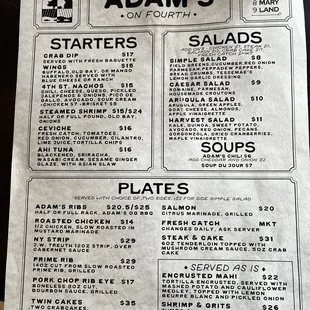 Front of Menu