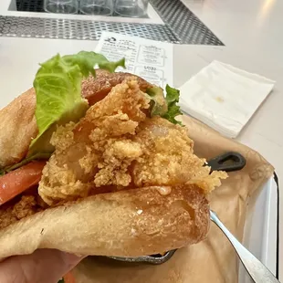 The shrimp on the po&apos; boy were huge!