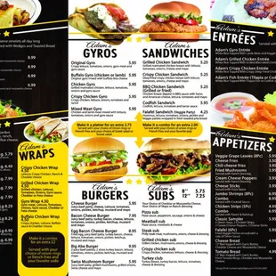 New Adams pizza &amp; wings menu