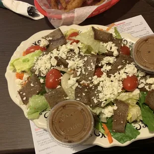 Gyro meat Salad with Gyro Meat, Tomatoes and Feta Cheese