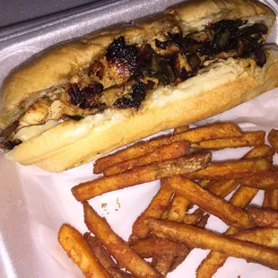 Grilled Chicken Philly!  Just look at those amazing char marks, no fake char grilled chicken here, just the real mouth watering deal!