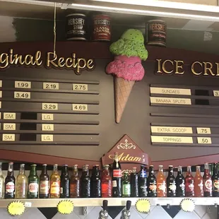Ice cream parlor menu