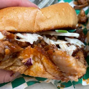 Pulled pork sandwich with a side of greens. Magnificent!