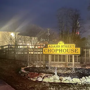 a sign for adams street chophouse