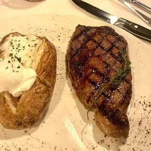 a steak and a baked potato