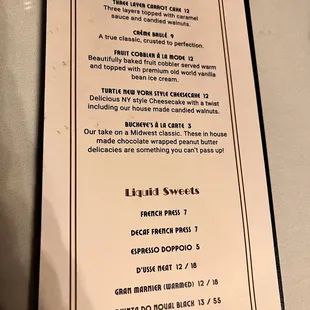 the menu