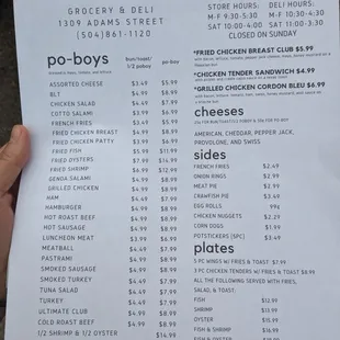 the menu