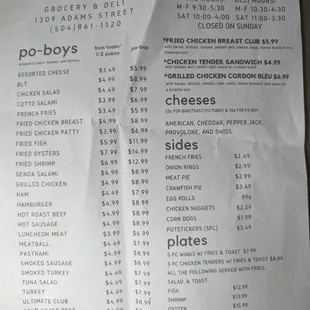 menu