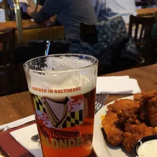 IPA beer and buffalo wings