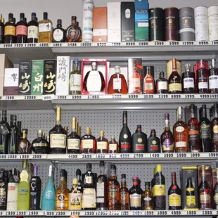 shelves of alcohol and wine