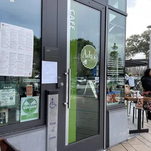 the entrance to the cafe