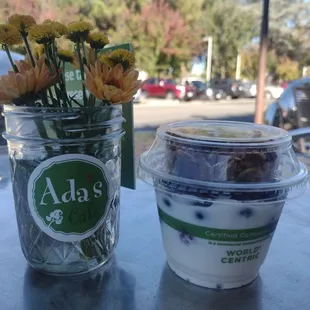 Grab-and-go yogurt (w/housemade granola). Outside on one of their cute outdoor tables.