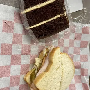 Chocolate Cream Cake and Turkey Sandwich less than 10$!