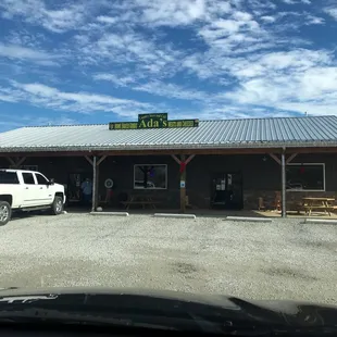 a truck parked in front of it